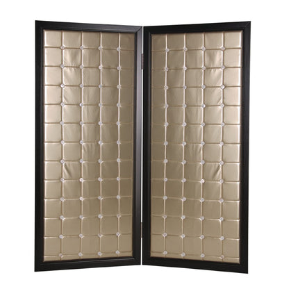 67" Gold Fabric Folding Two Panel Screen Room Divider HomeRoots