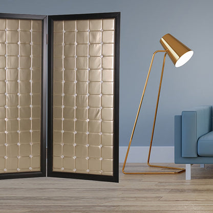67" Gold Fabric Folding Two Panel Screen Room Divider HomeRoots