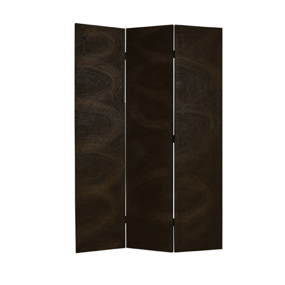 72" Black Canvas Folding Three Panel Screen Room Divider HomeRoots
