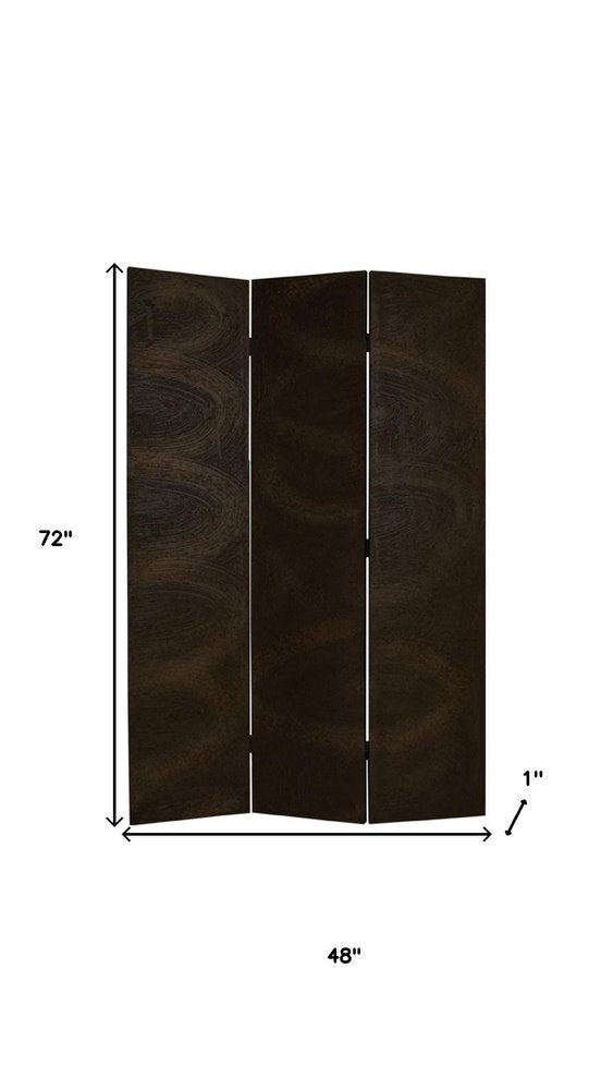 72" Black Canvas Folding Three Panel Screen Room Divider HomeRoots