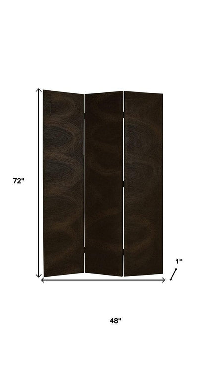 72" Black Canvas Folding Three Panel Screen Room Divider HomeRoots