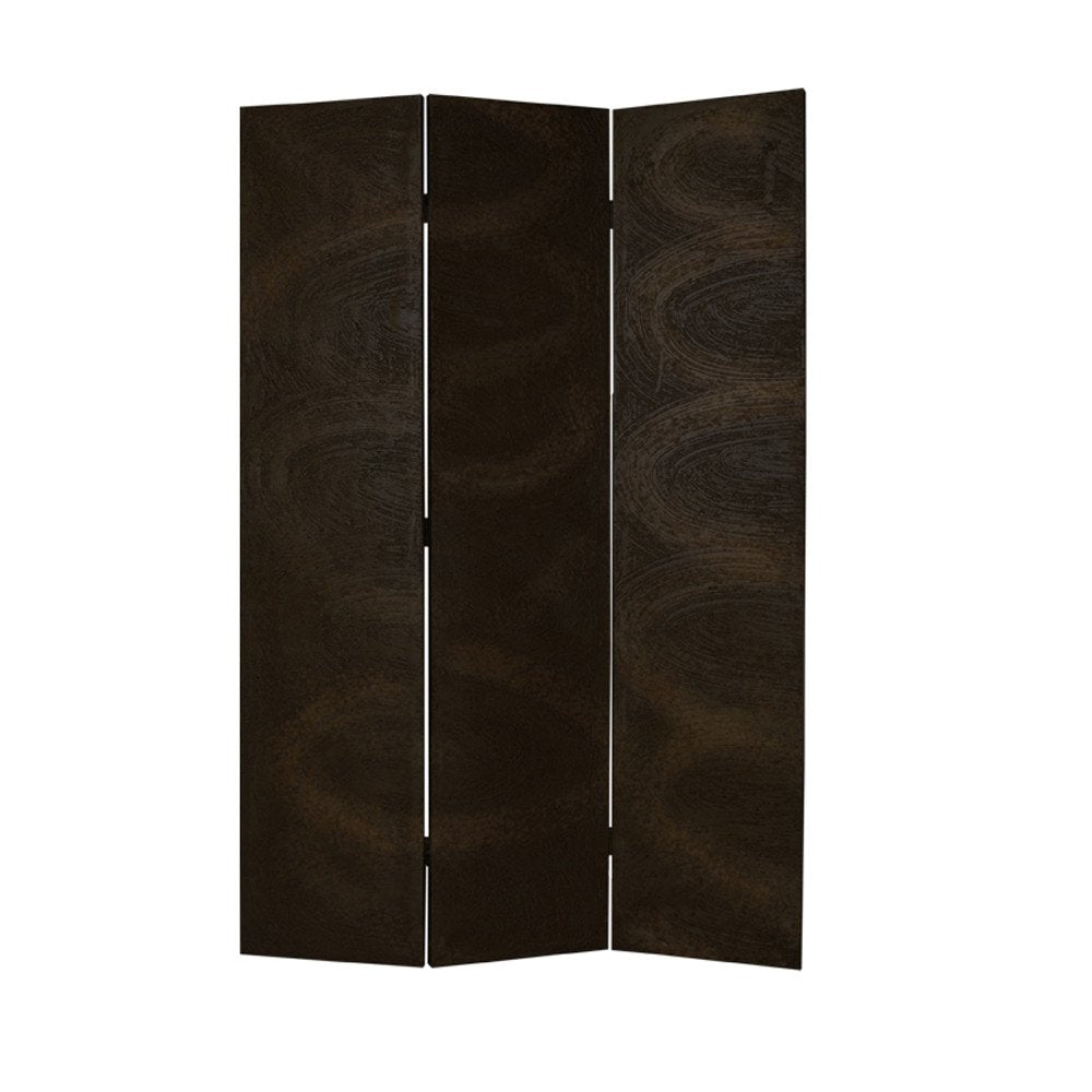 72" Black Canvas Folding Three Panel Screen Room Divider HomeRoots