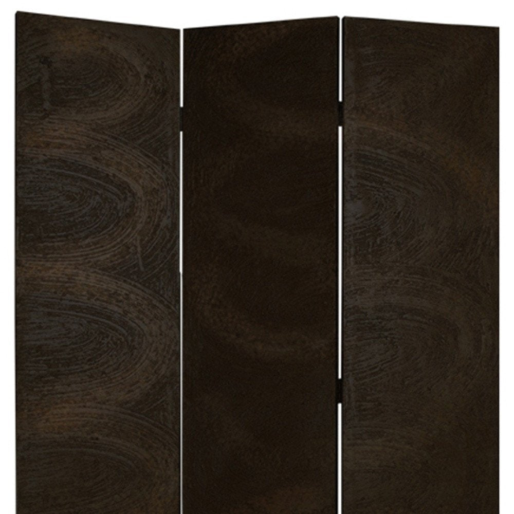 72" Black Canvas Folding Three Panel Screen Room Divider HomeRoots