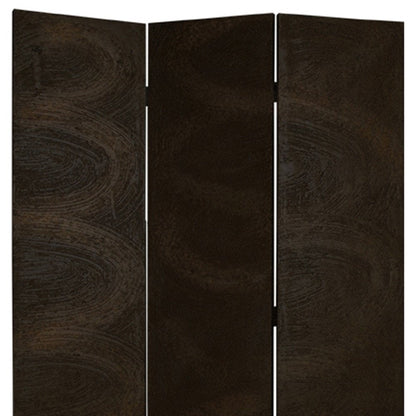 72" Black Canvas Folding Three Panel Screen Room Divider HomeRoots
