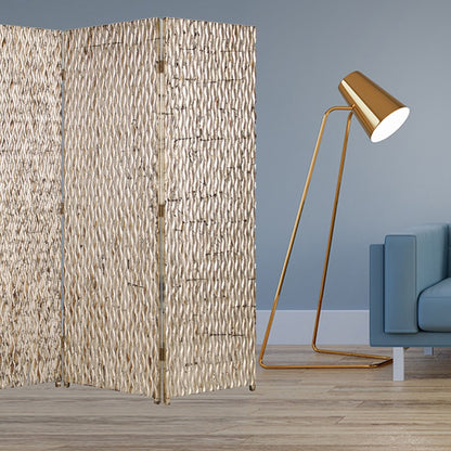 72" Silver Wood Folding Three Panel Screen Room Divider HomeRoots