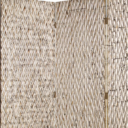 72" Silver Wood Folding Three Panel Screen Room Divider HomeRoots