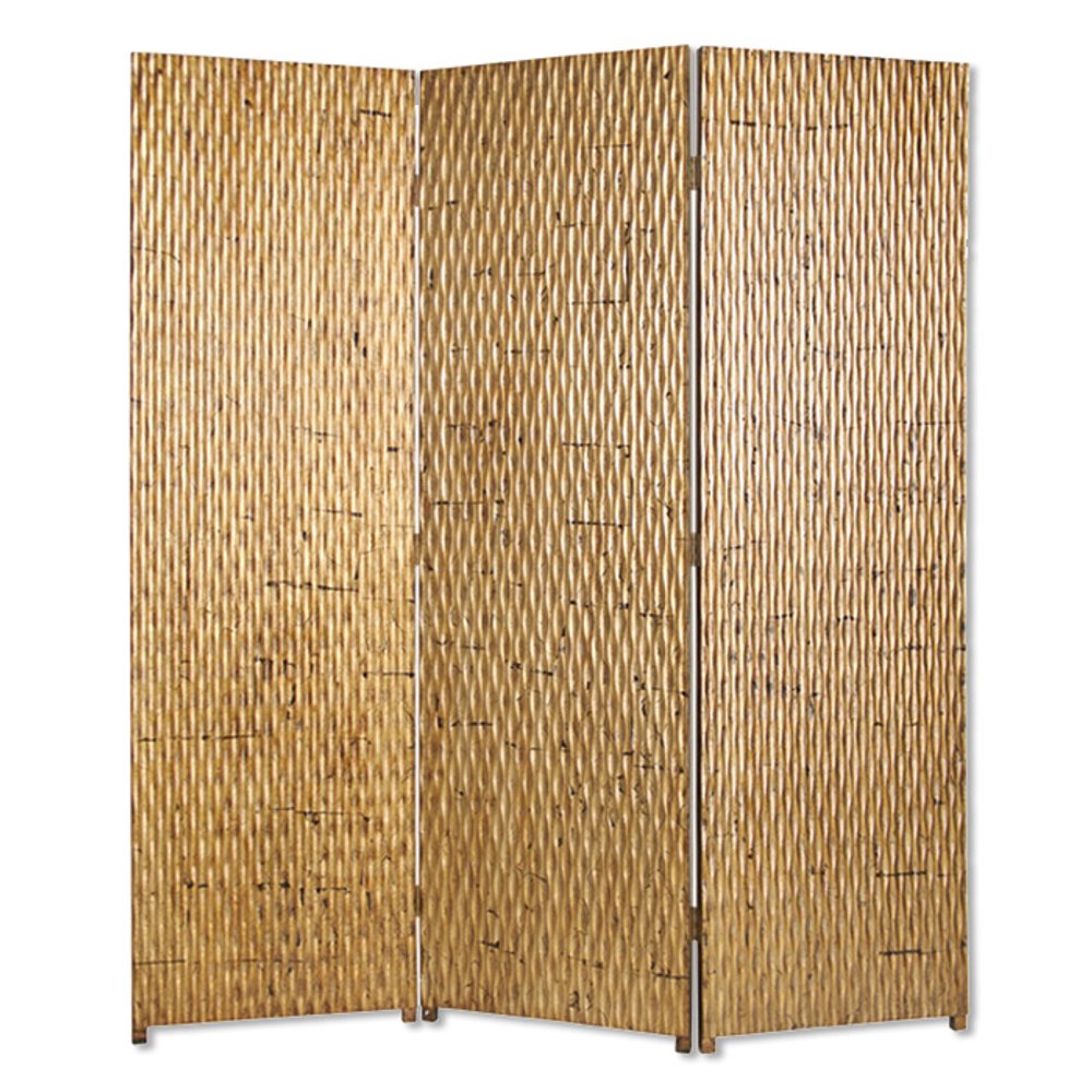 72" Silver Wood Folding Three Panel Screen Room Divider HomeRoots