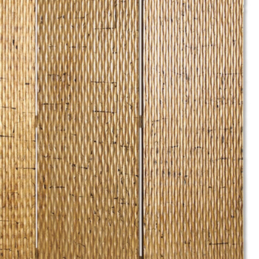 72" Silver Wood Folding Three Panel Screen Room Divider — view 7