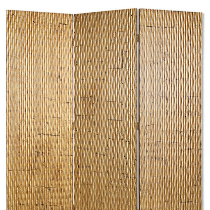72" Silver Wood Folding Three Panel Screen Room Divider HomeRoots