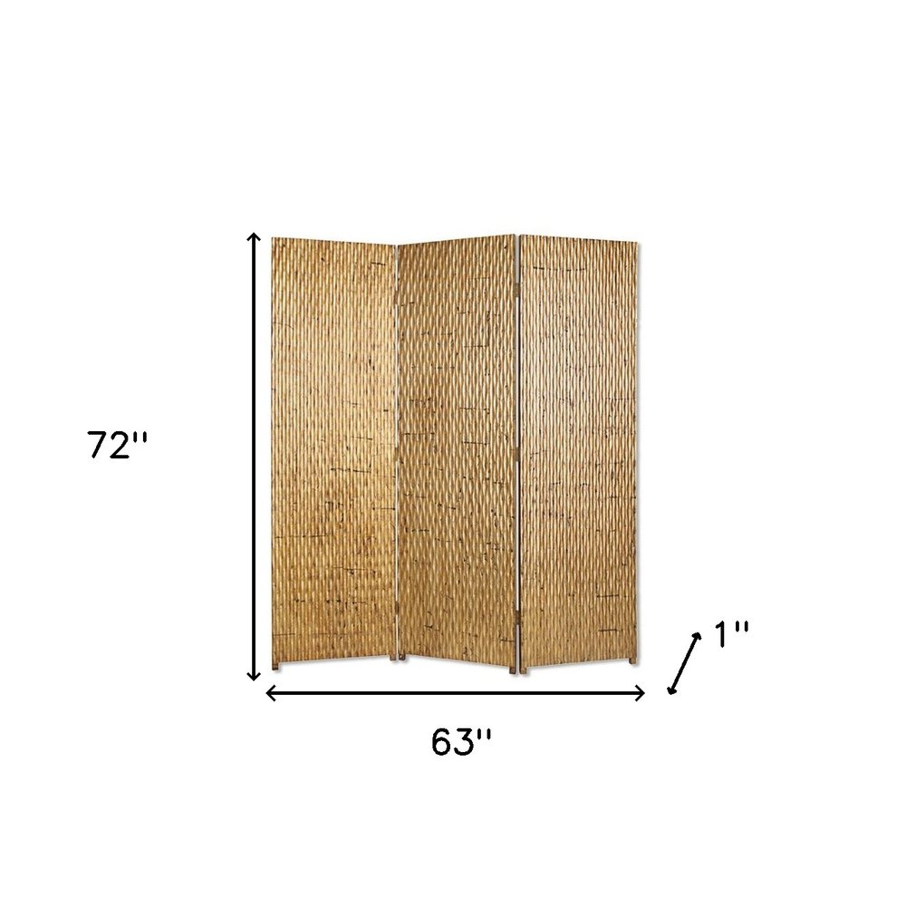 72" Silver Wood Folding Three Panel Screen Room Divider HomeRoots