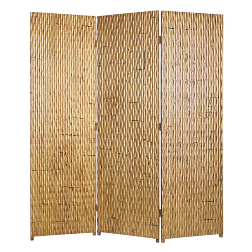72" Silver Wood Folding Three Panel Screen Room Divider — view 10