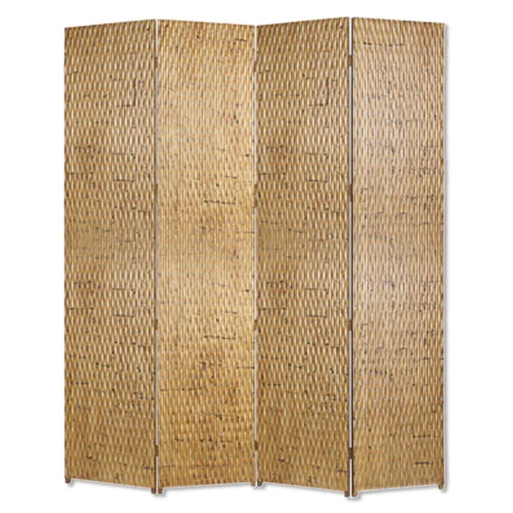 84" Silver Wood Folding Four Panel Screen Room Divider HomeRoots