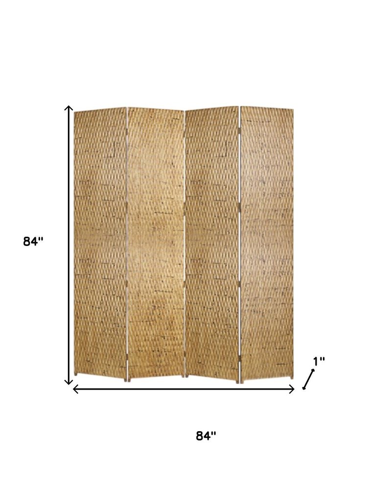 84" Silver Wood Folding Four Panel Screen Room Divider HomeRoots