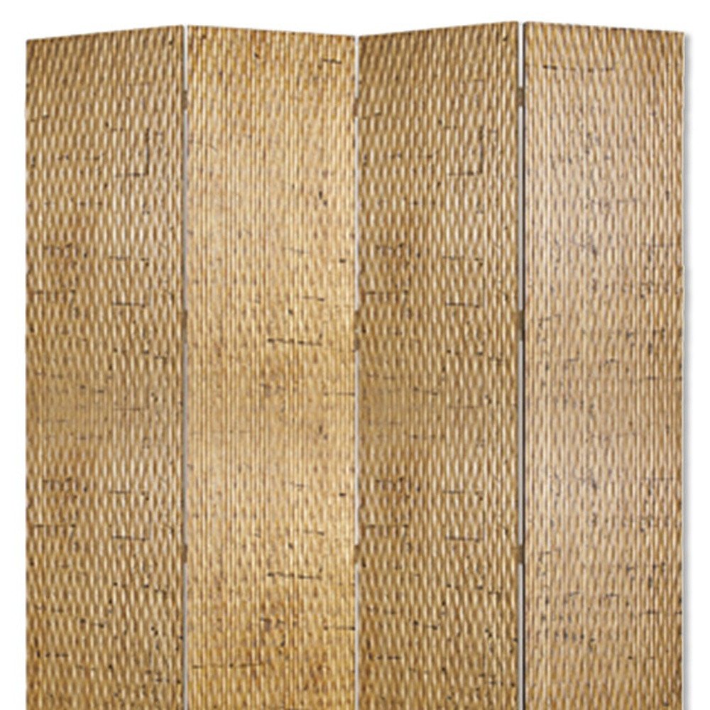 84" Silver Wood Folding Four Panel Screen Room Divider HomeRoots