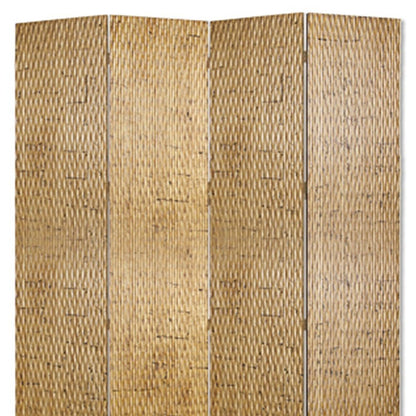 84" Silver Wood Folding Four Panel Screen Room Divider HomeRoots