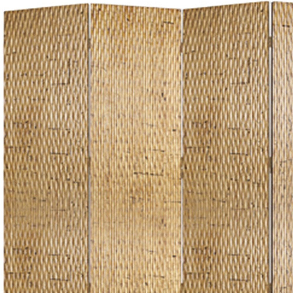 84" Silver Wood Folding Four Panel Screen Room Divider HomeRoots