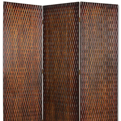 72" Brown Wood Folding Three Panel Screen Room Divider HomeRoots