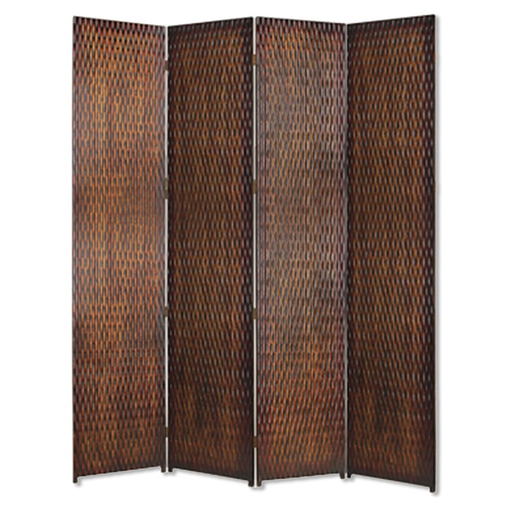 84" Silver Wood Folding Four Panel Screen Room Divider