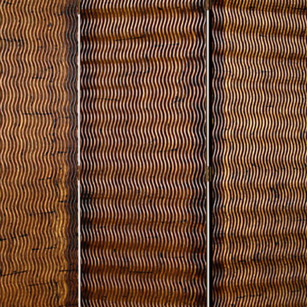 72" Brown Wood Folding Three Panel Screen Room Divider HomeRoots