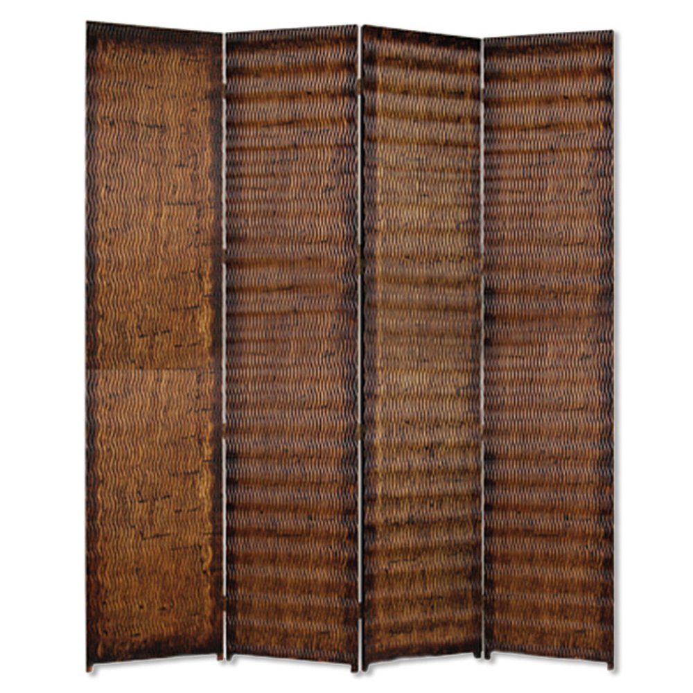 84" Brown Wood Folding Four Panel Screen Room Divider HomeRoots