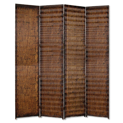 84" Brown Wood Folding Four Panel Screen Room Divider HomeRoots