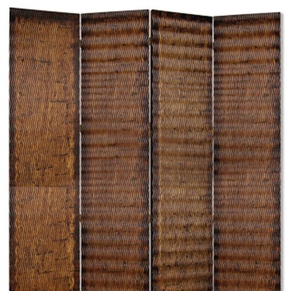 84" Brown Wood Folding Four Panel Screen Room Divider HomeRoots
