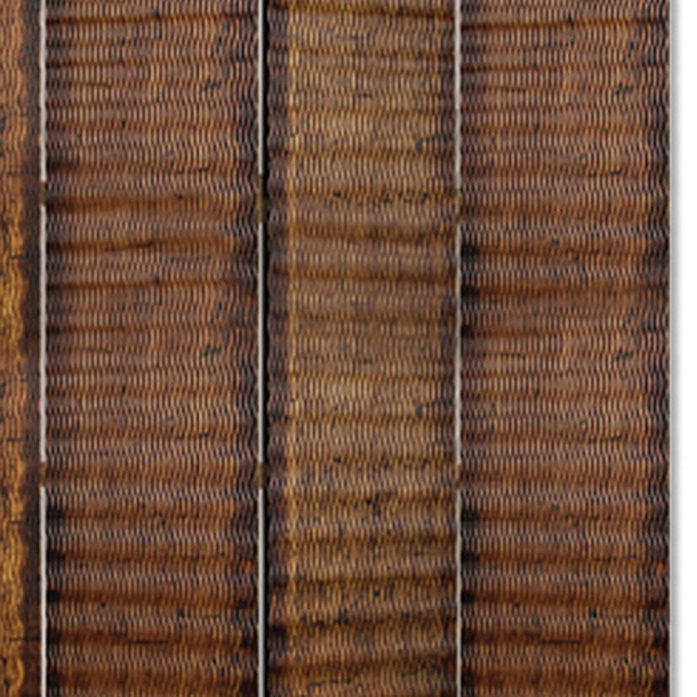 84" Brown Wood Folding Four Panel Screen Room Divider HomeRoots