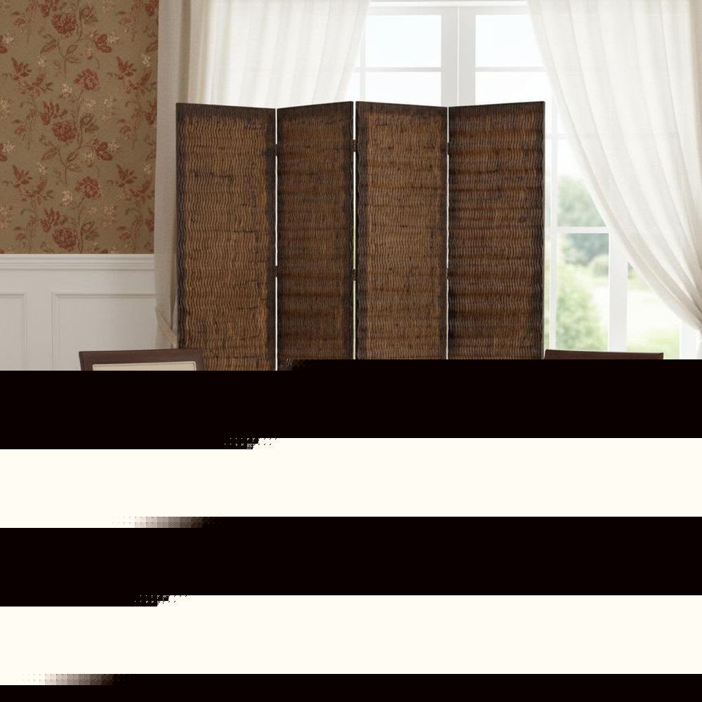 84" Brown Wood Folding Four Panel Screen Room Divider HomeRoots