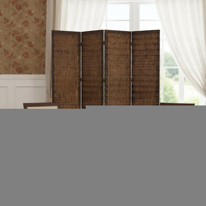 84" Brown Wood Folding Four Panel Screen Room Divider HomeRoots