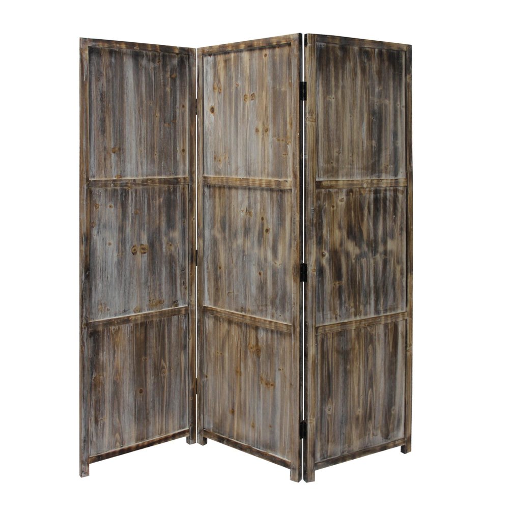 72" Brown Solid Wood Panel Screen Room Divider HomeRoots