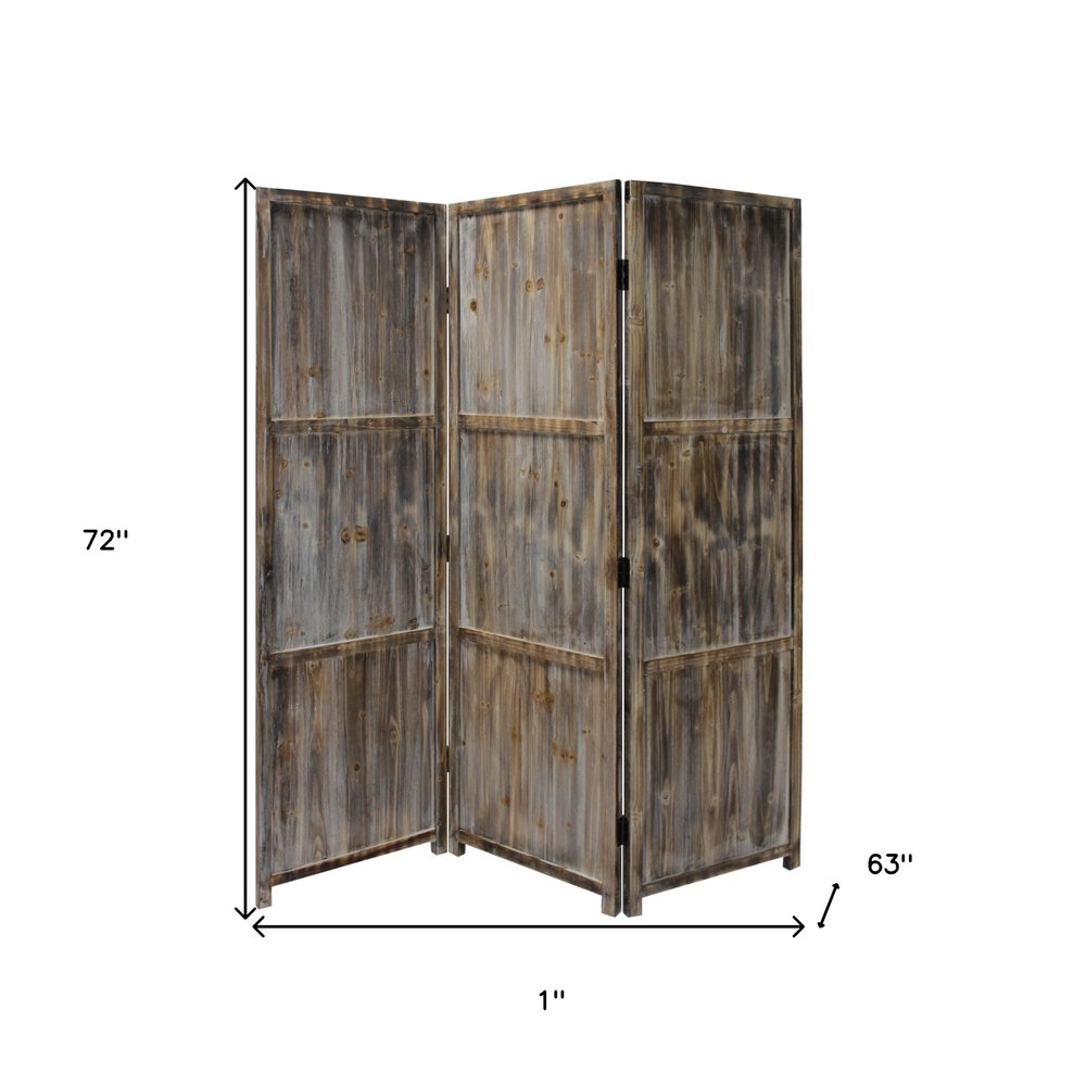 72" Brown Solid Wood Panel Screen Room Divider HomeRoots