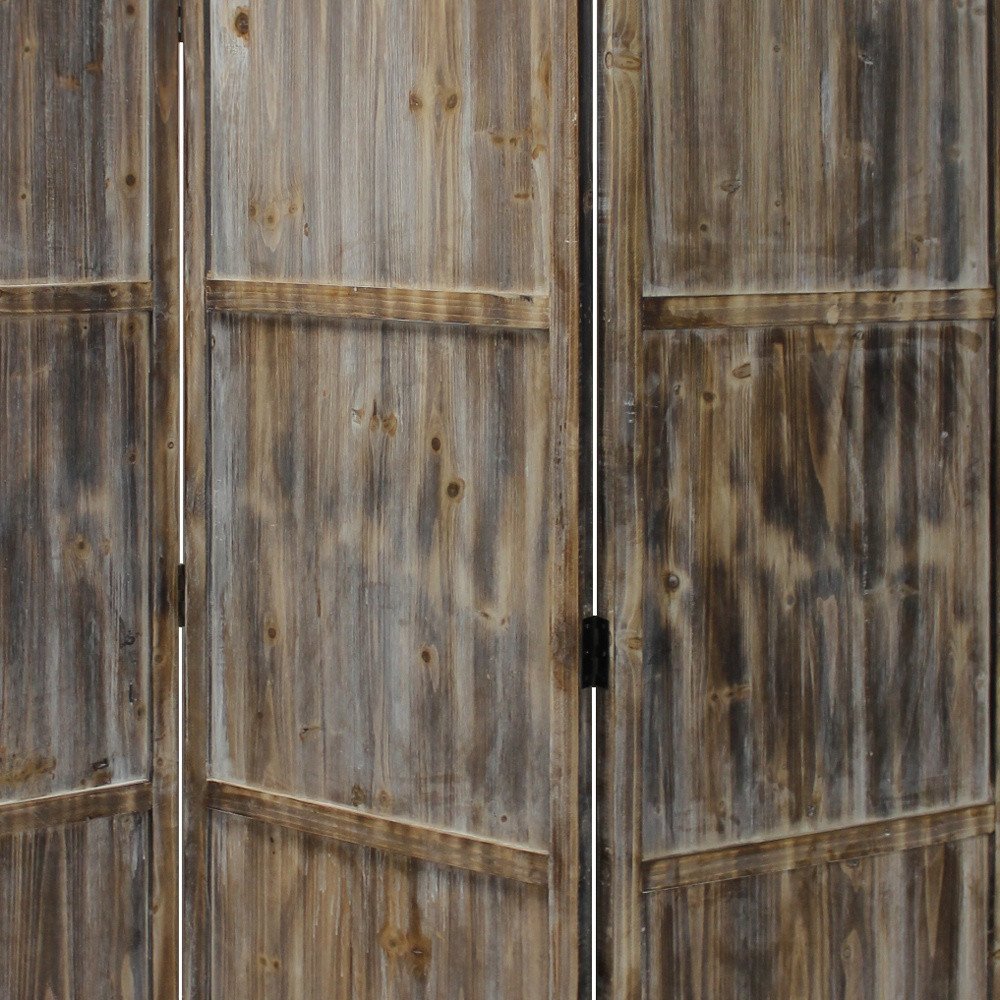 72" Brown Solid Wood Panel Screen Room Divider HomeRoots