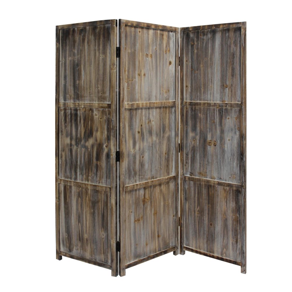 72" Brown Solid Wood Panel Screen Room Divider HomeRoots