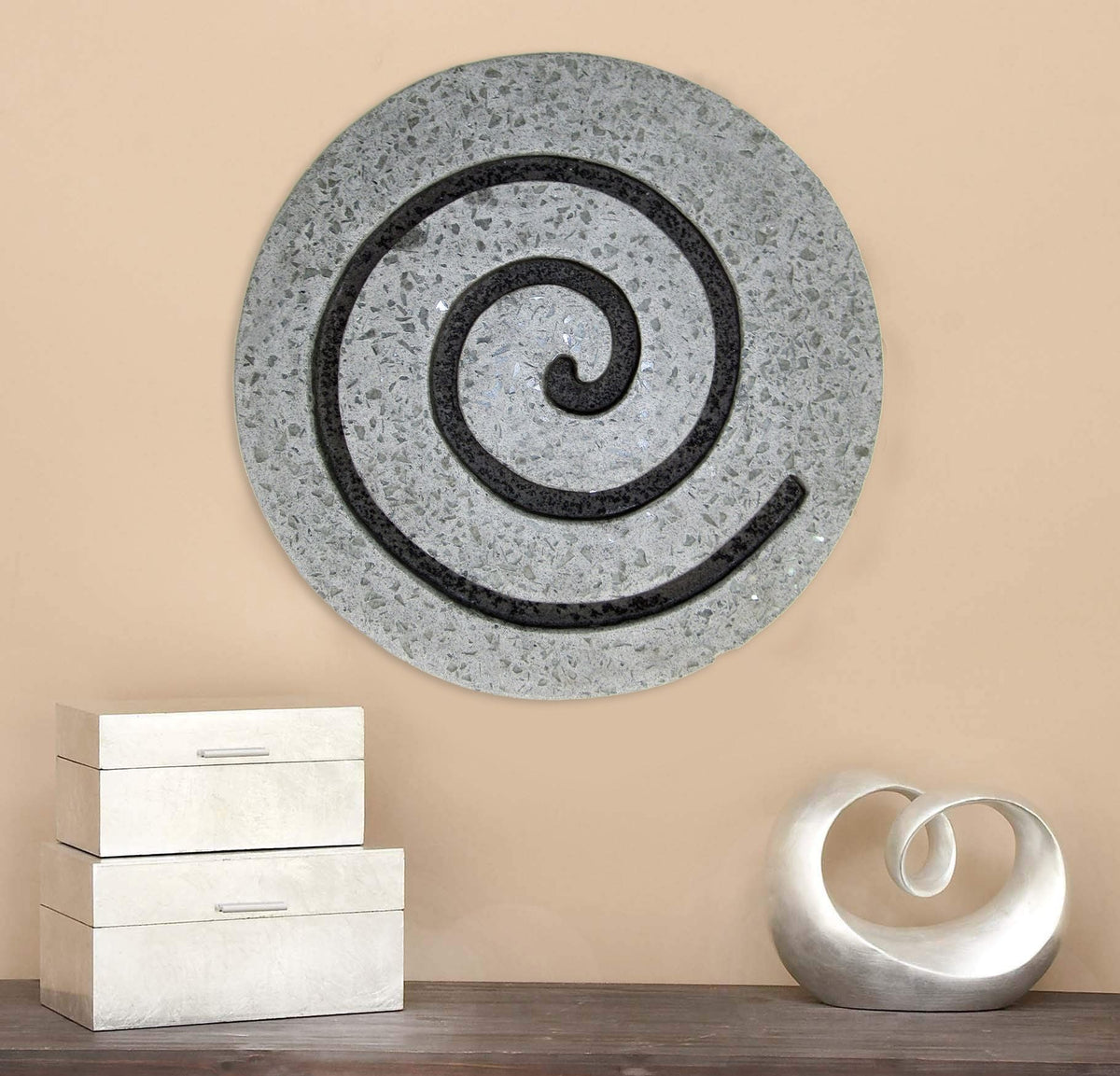 19" X 19" X 2" Gray Round Modern Spiral Wall Art — view 3