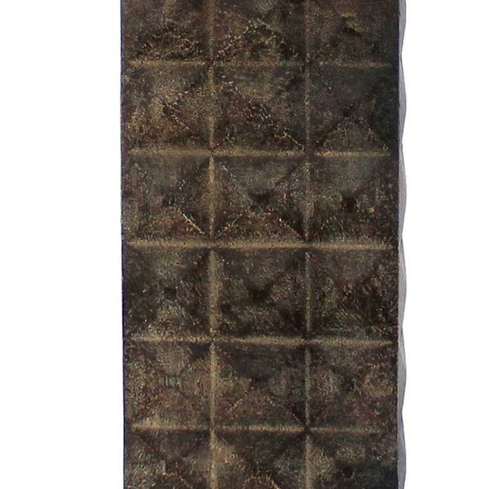 30" Distressed Bronze Metal Bedside Lamp With Khaki Shade HomeRoots