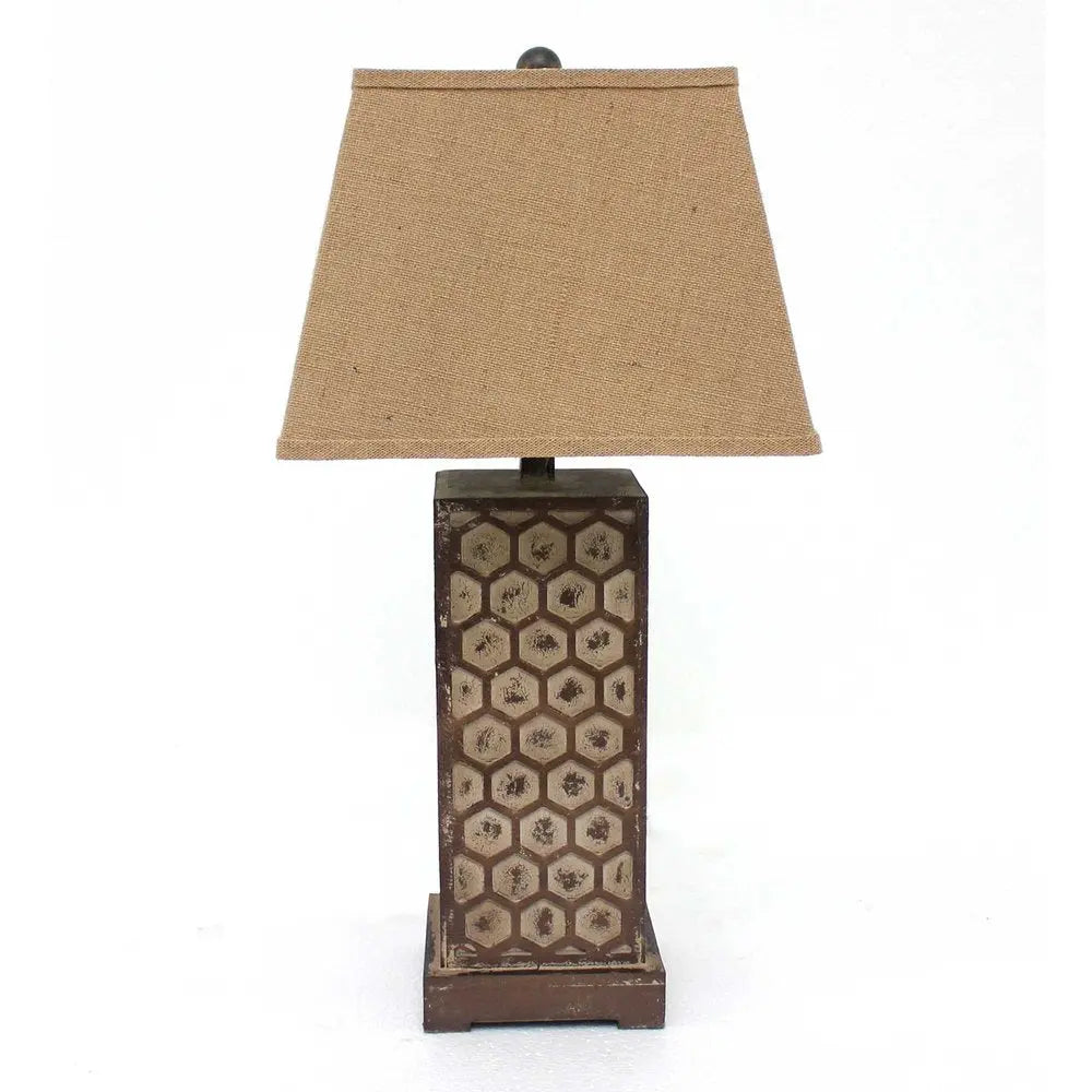 29" Brown Solid Wood Bedside Table Lamp With Brown Shade HomeRoots