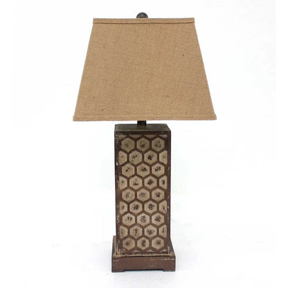 29" Brown Solid Wood Bedside Table Lamp With Brown Shade HomeRoots