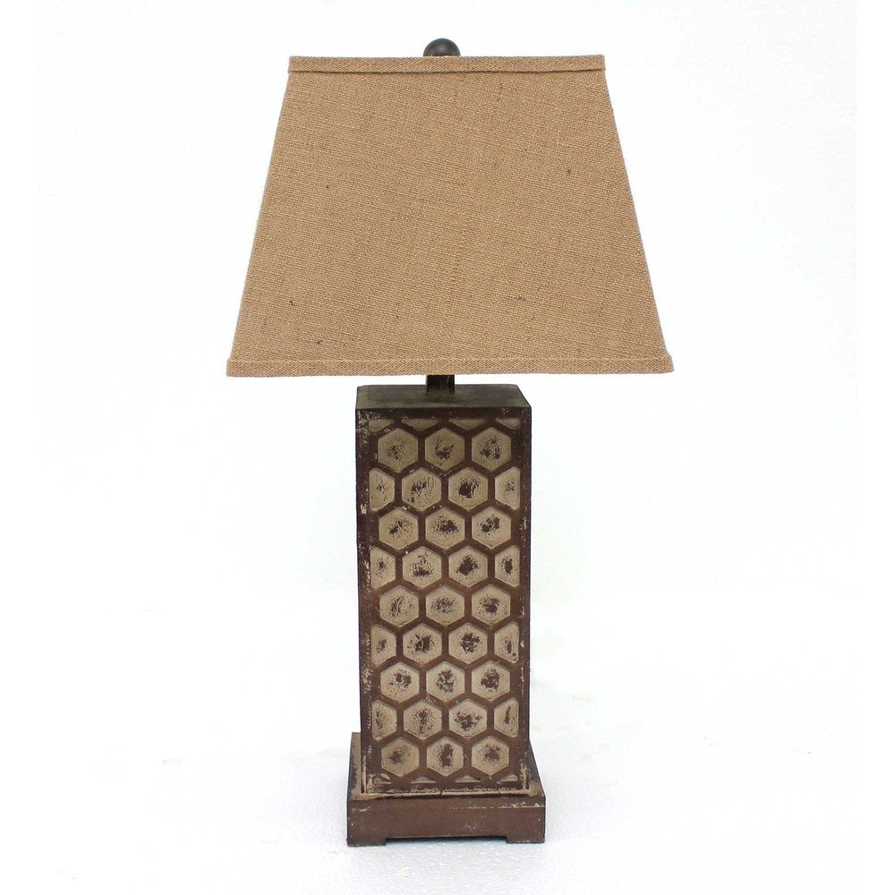 29" Brown Solid Wood Bedside Table Lamp With Brown Shade HomeRoots