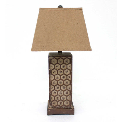 29" Brown Solid Wood Bedside Table Lamp With Brown Shade HomeRoots