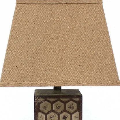 29" Brown Solid Wood Bedside Table Lamp With Brown Shade HomeRoots