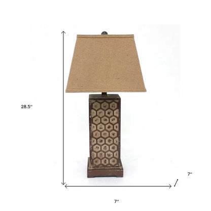 29" Brown Solid Wood Bedside Table Lamp With Brown Shade HomeRoots