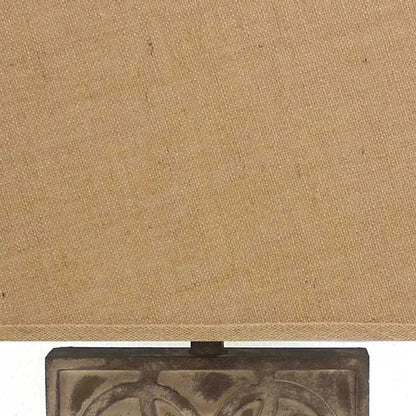 25" Distressed Brown Metal Bedside Lamp With Khaki Shade HomeRoots