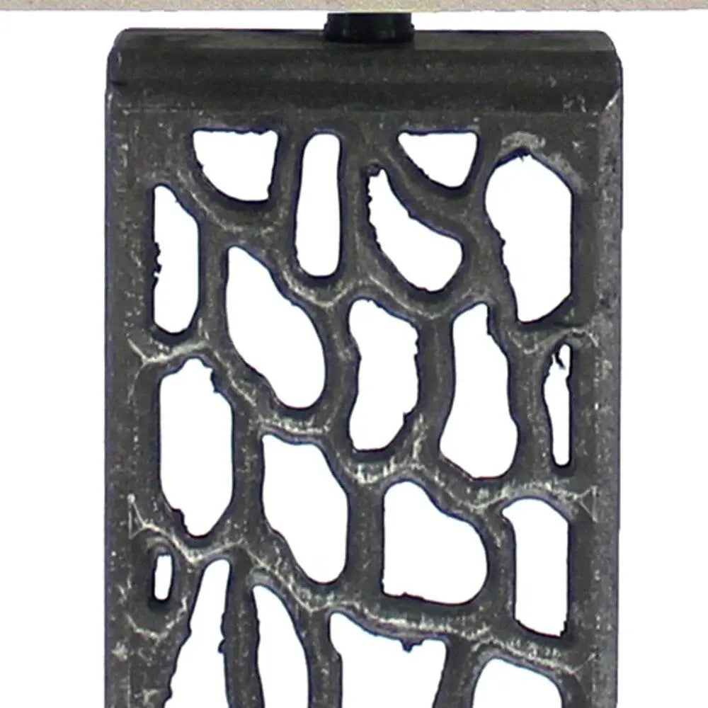 29" Distressed Black Metal Bedside Lamp With Beige Shade HomeRoots