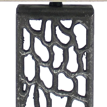 29" Distressed Black Metal Bedside Lamp With Beige Shade HomeRoots