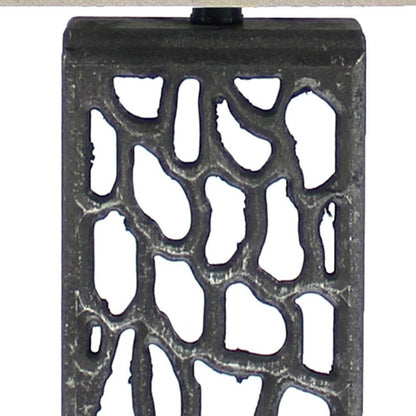 29" Distressed Black Metal Bedside Lamp With Beige Shade HomeRoots