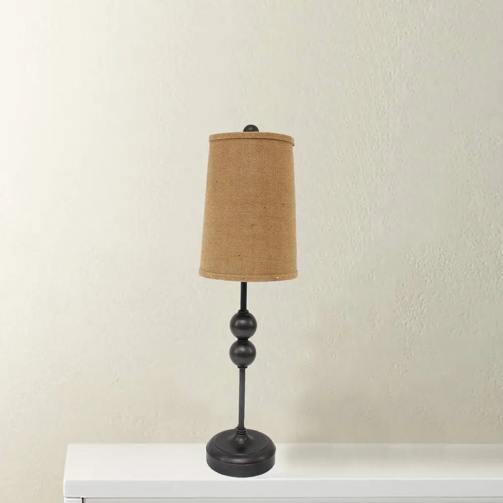29" Bronze Bedside Lamp With Brown Shade HomeRoots