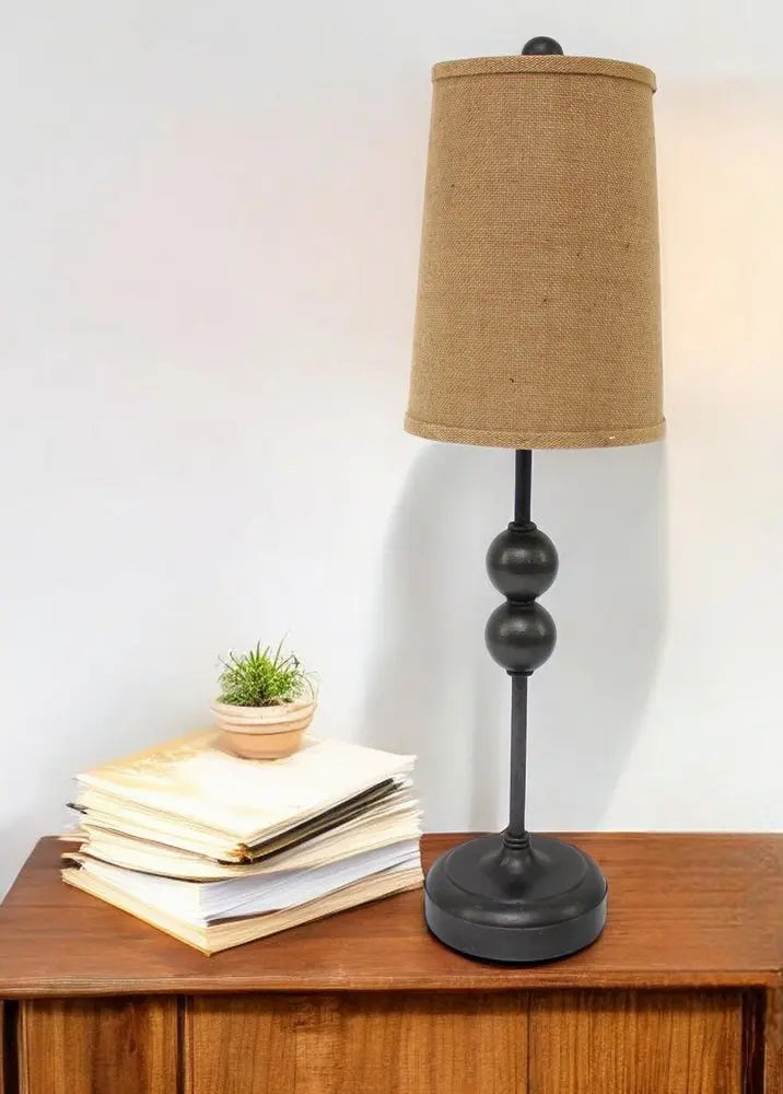29" Bronze Bedside Lamp With Brown Shade HomeRoots