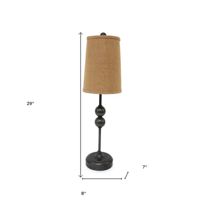 29" Bronze Bedside Lamp With Brown Shade HomeRoots