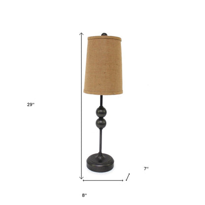 29" Bronze Bedside Lamp With Brown Shade HomeRoots