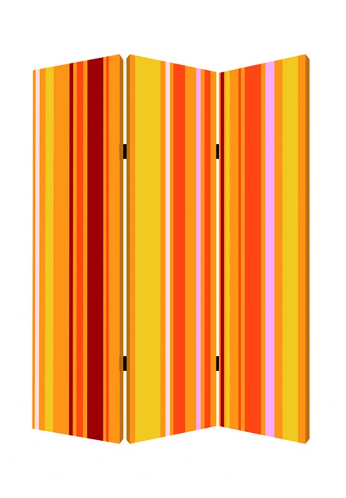72" Orange And Yellow Canvas Folding Three Panel Screen Room Divider HomeRoots